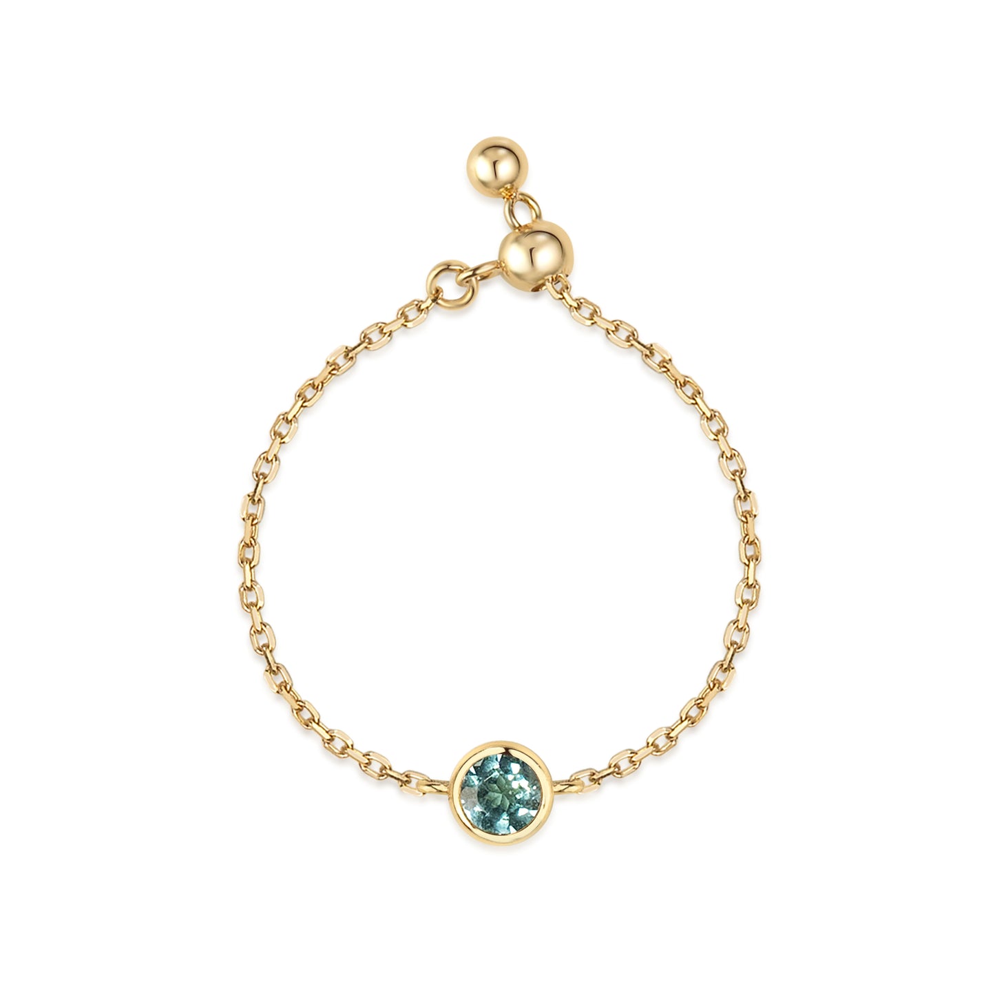 18K Birthstone Chain Ring