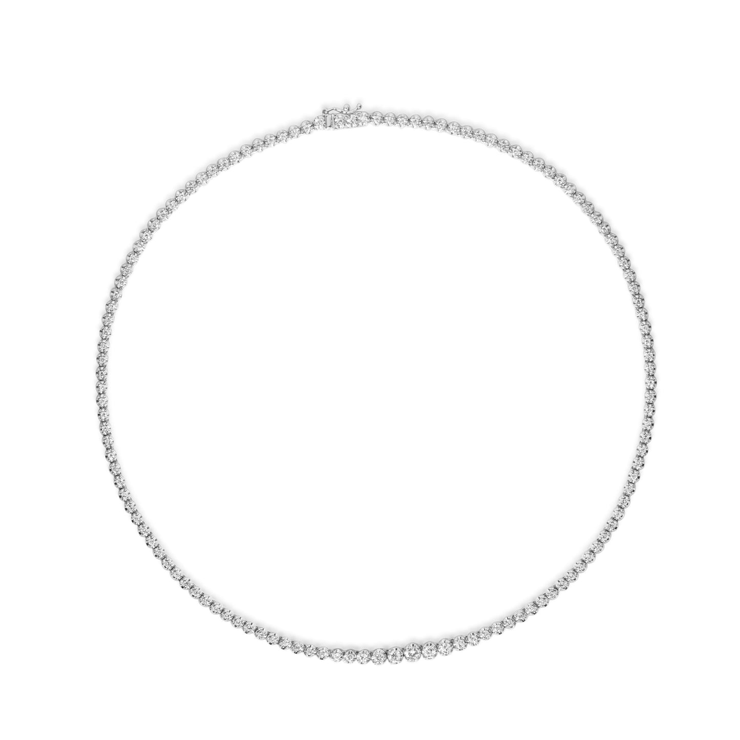 Platinum diamond tennis necklace with 3.02ct natural colorless diamonds by Fantasilvia Fine Jewelry.