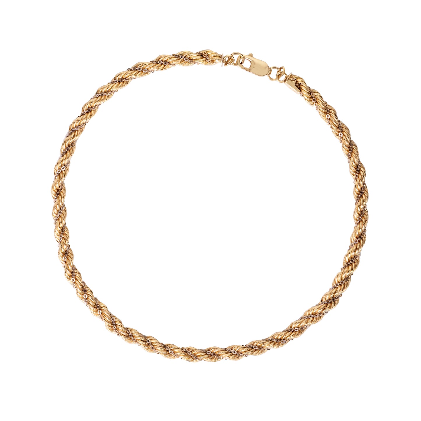 Italian handmade two-tone 18K gold swirling chain by Fantasilvia Fine Jewelry.