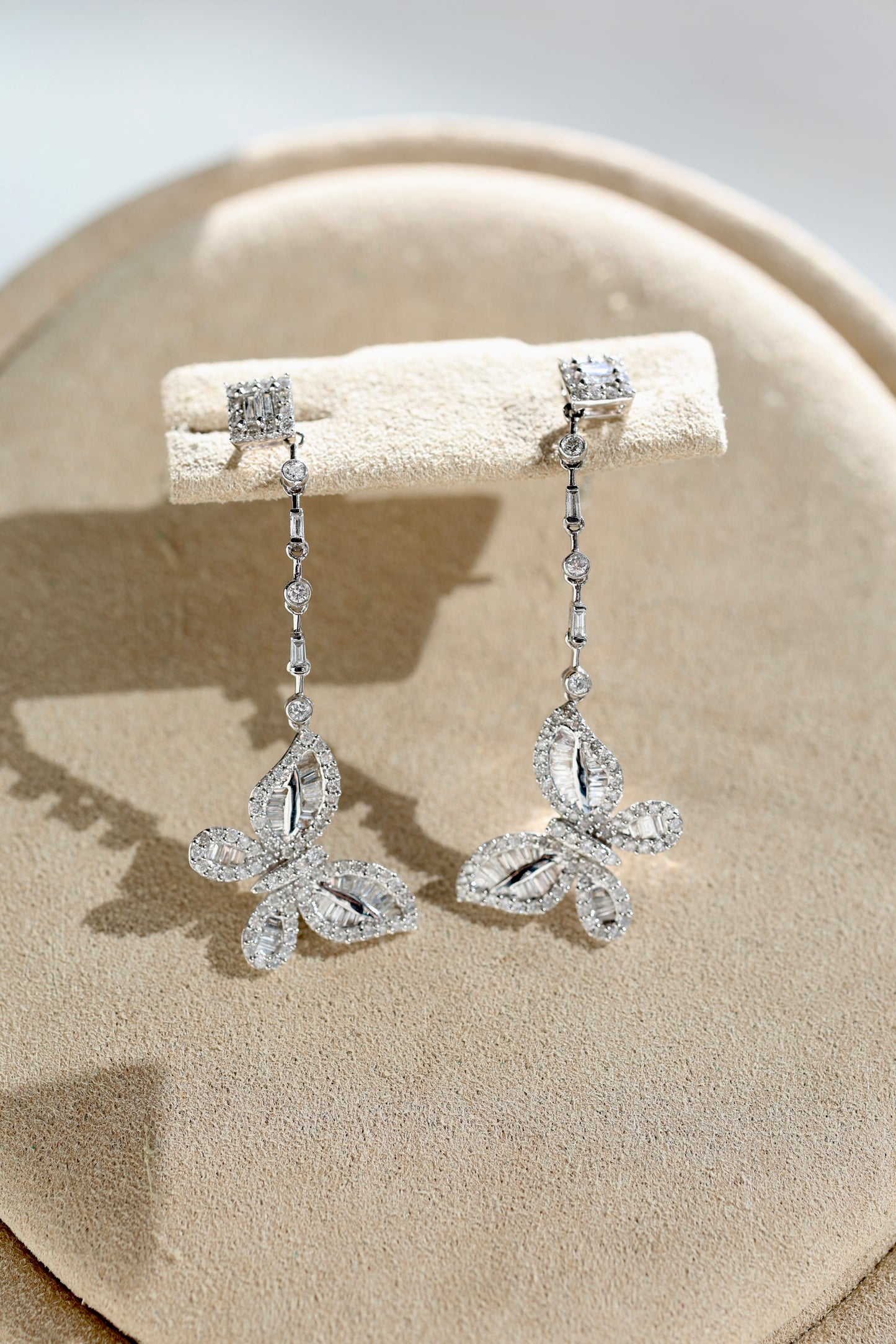 18K Diamond Butterfly Drop Earrings