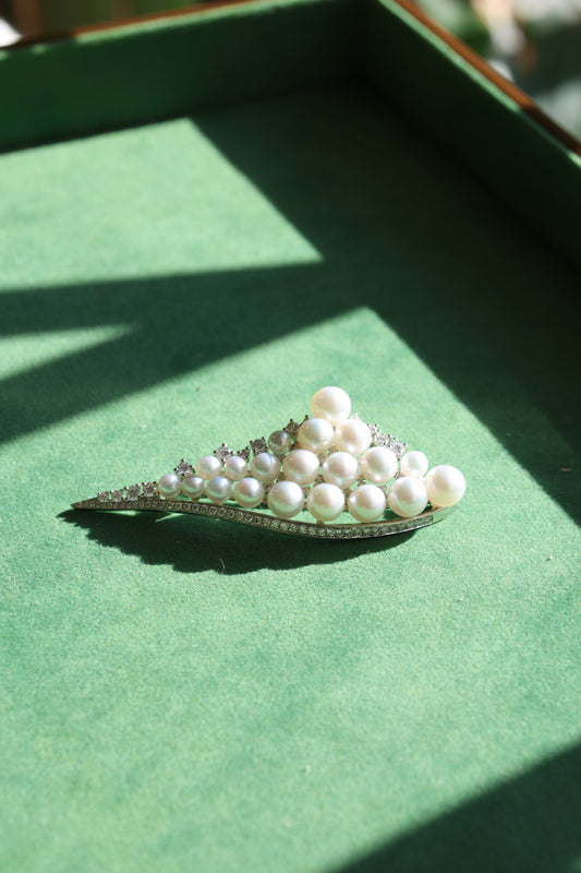 18K Akoya Pearl Sailing Boat Brooch