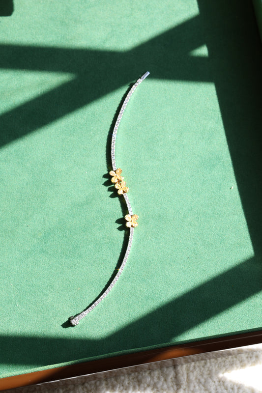 Yellow & Colorless Diamond Floral Tennis Bracelet