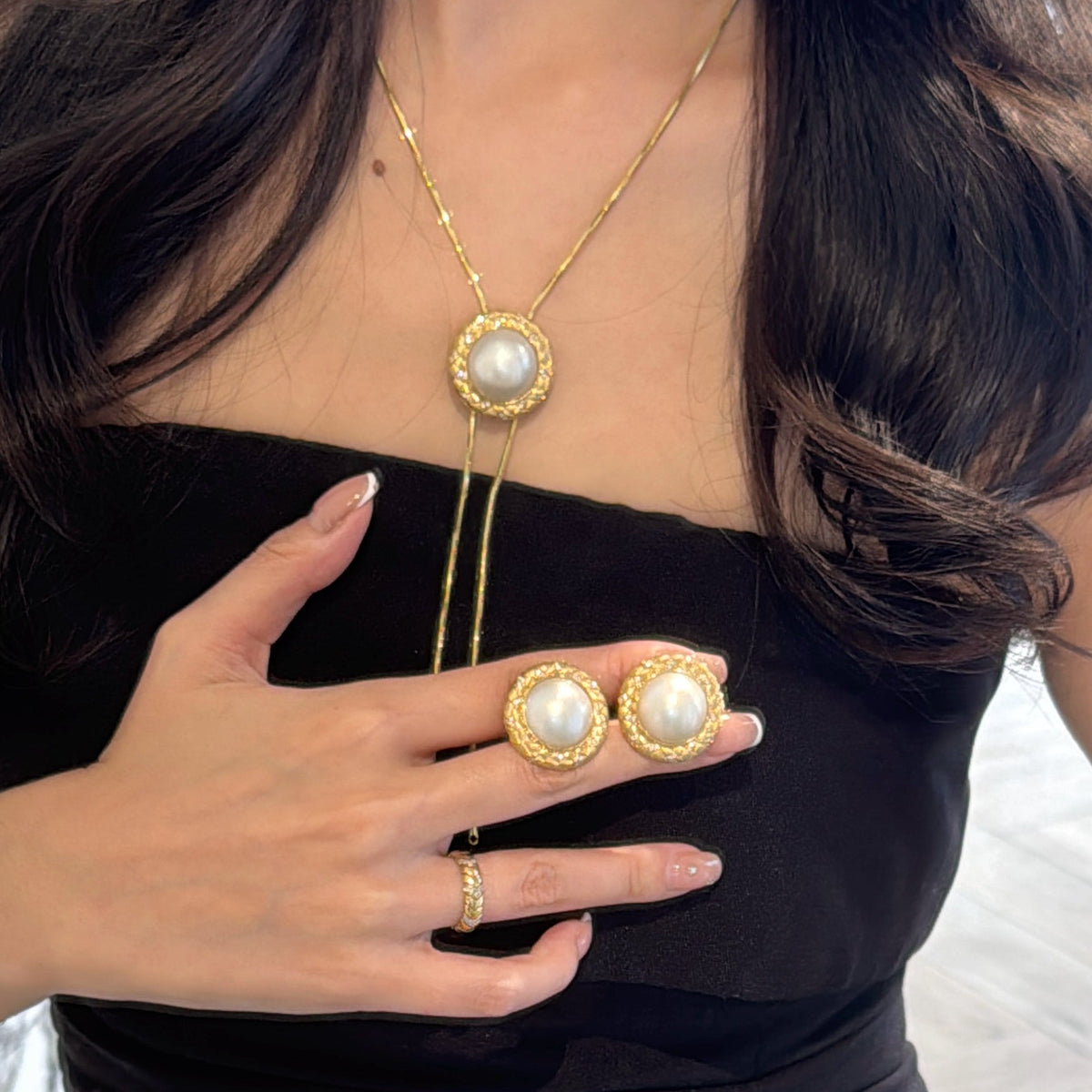 Mabe Pearl Stud Earrings Fantasilvia Jewelry