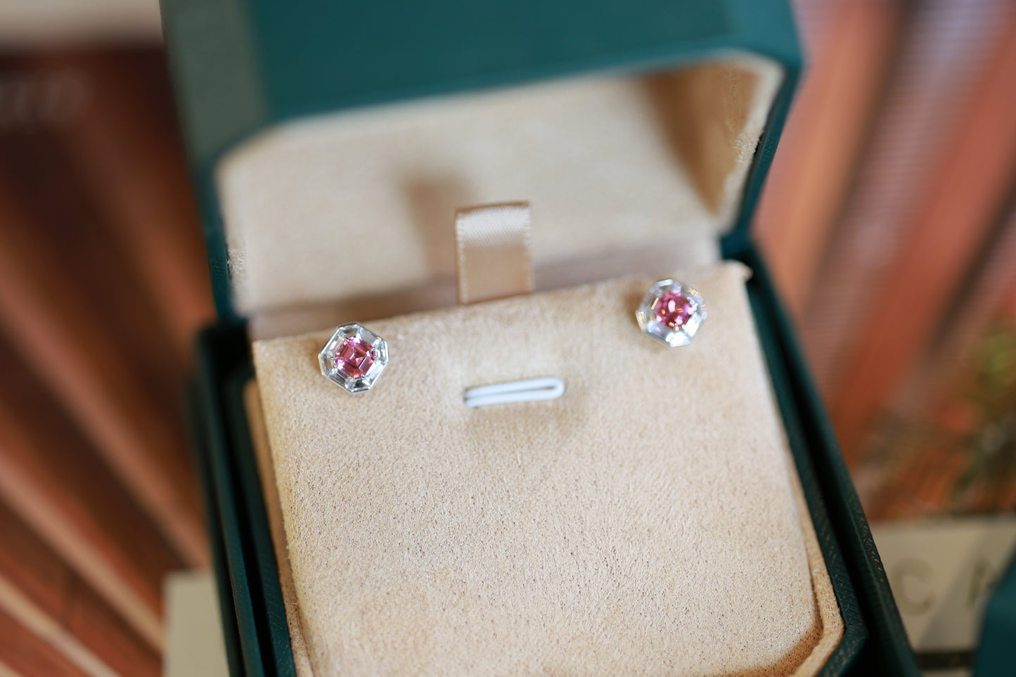 Tourmaline & Diamond Halo Stud Earrings