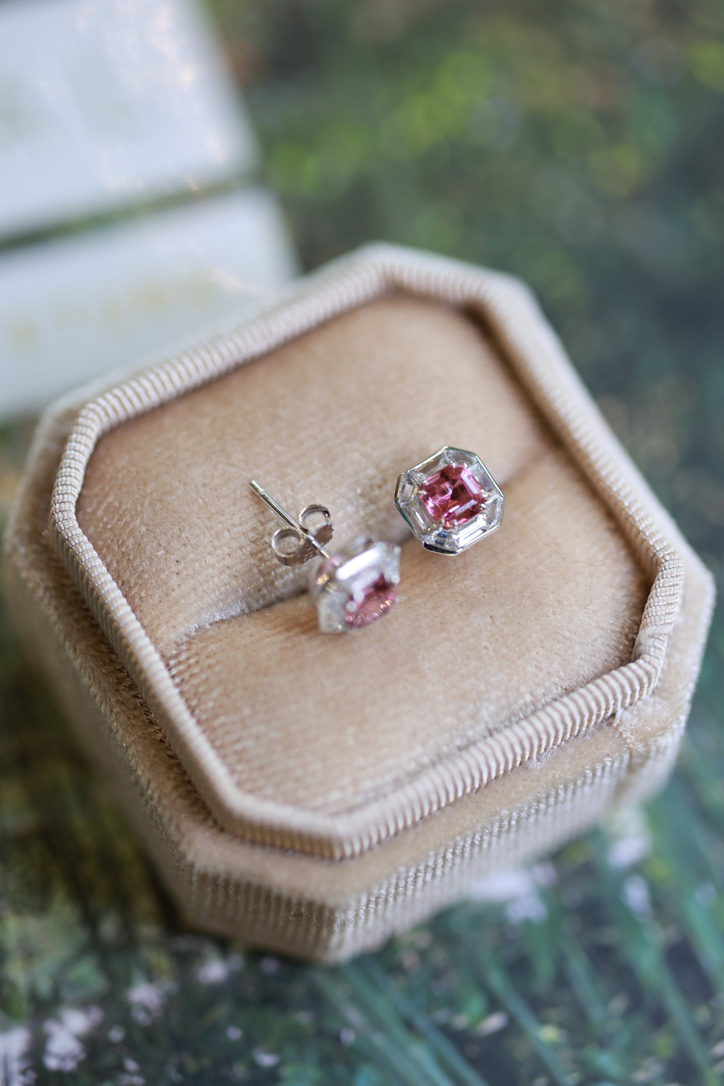 Tourmaline & Diamond Halo Stud Earrings