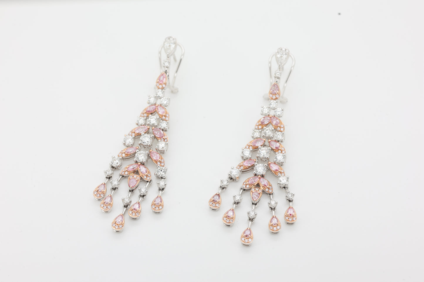 Natural Pink Diamond Chandelier Earrings