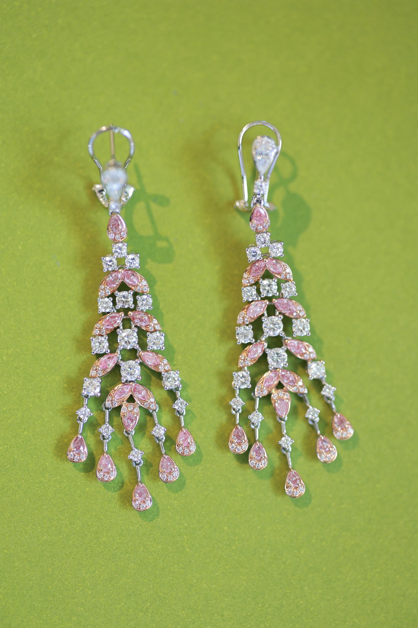 Natural Pink Diamond Chandelier Earrings