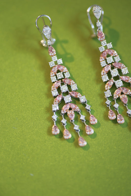 Natural Pink Diamond Chandelier Earrings
