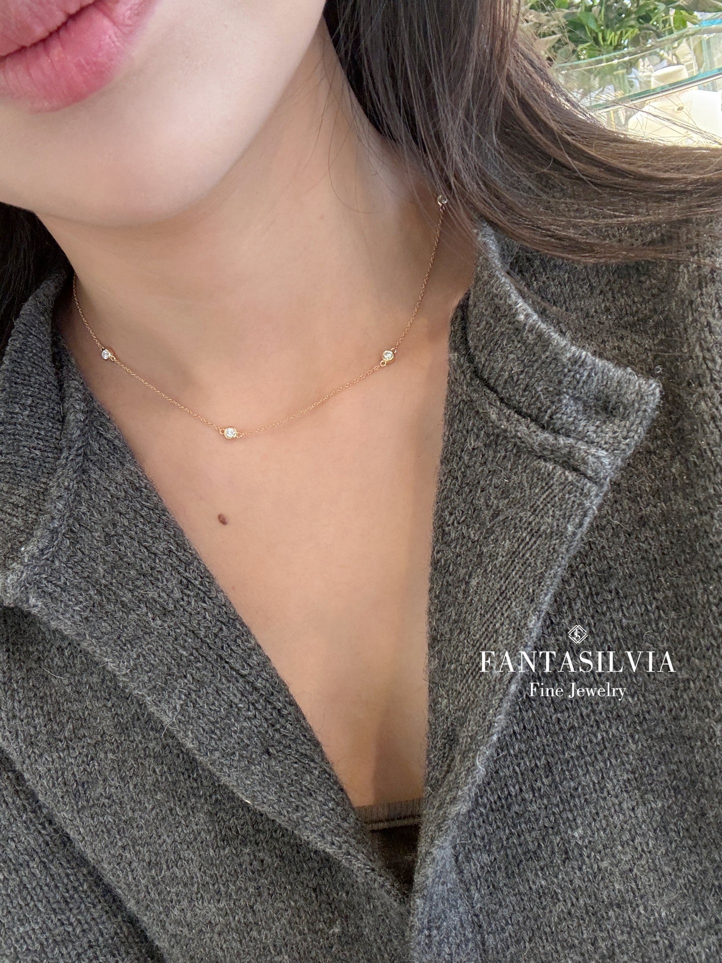 Six Lab Diamond Bubble Necklace