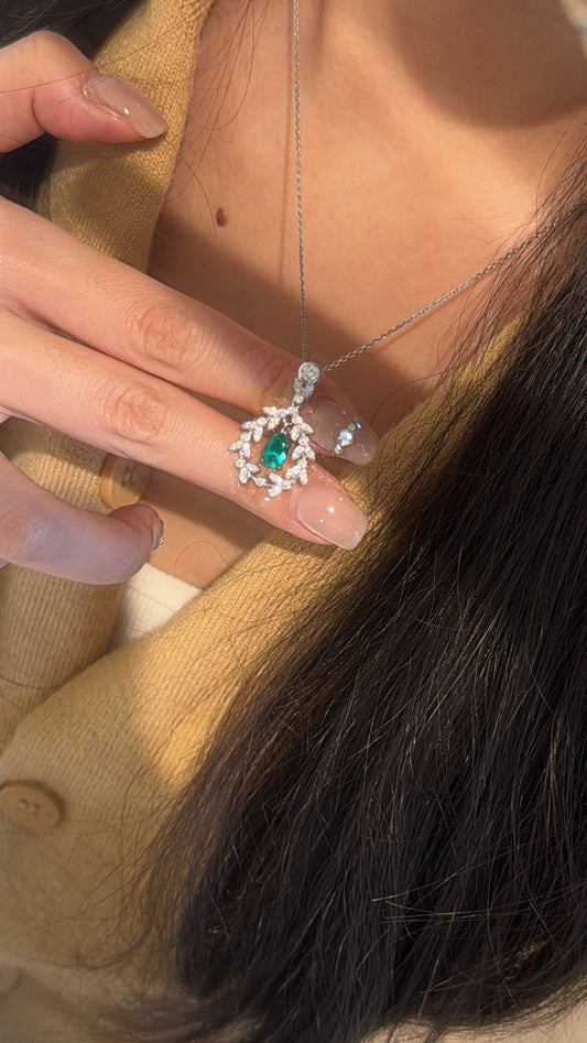 18K Emerald& Diamond Garland Necklace