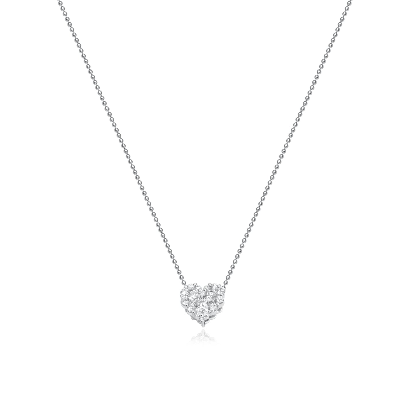 18K Natural Diamond Cluster Heart Necklace in Platinum Fantasilvia Jewelry