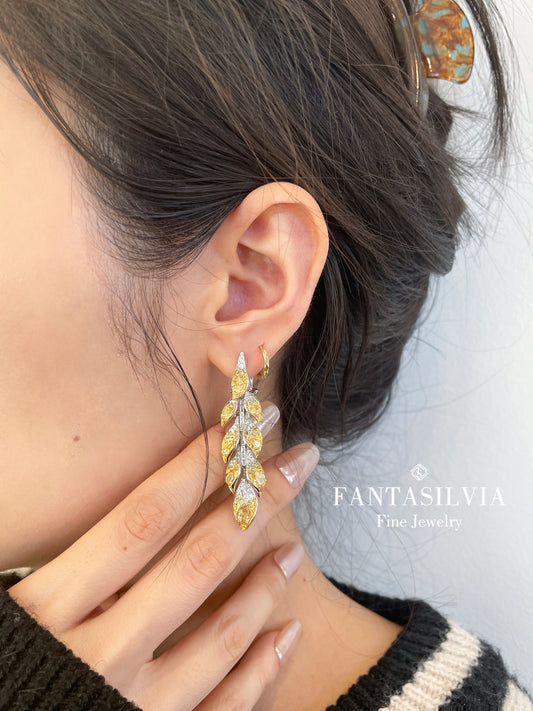 Yellow Tulips Diamond Drop Earrings