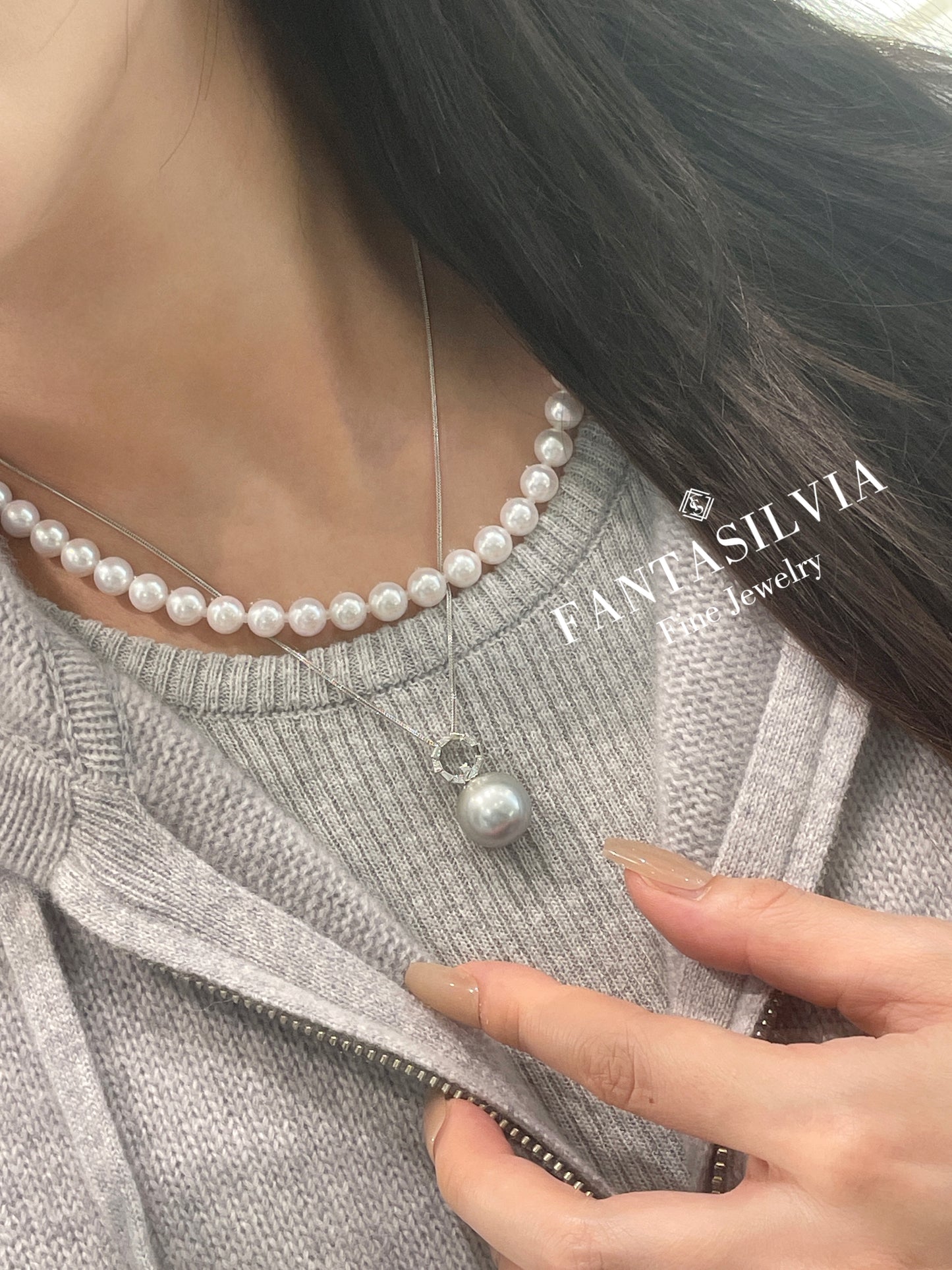 Natural South Sea Pearl & Diamond Circle Pendant
