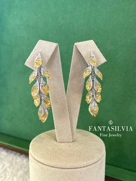 Yellow Tulips Diamond Drop Earrings