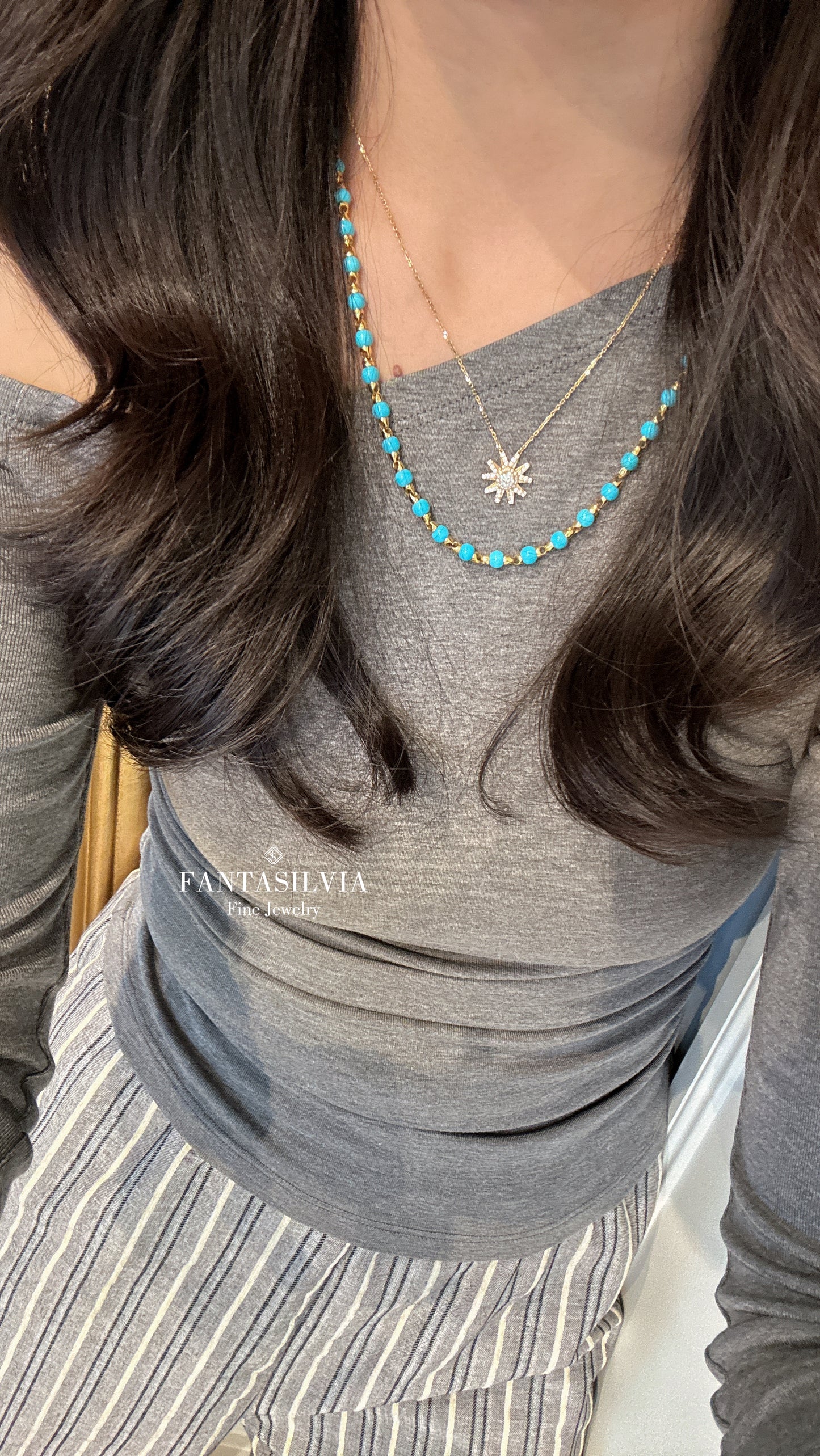 Collier de perles turquoise