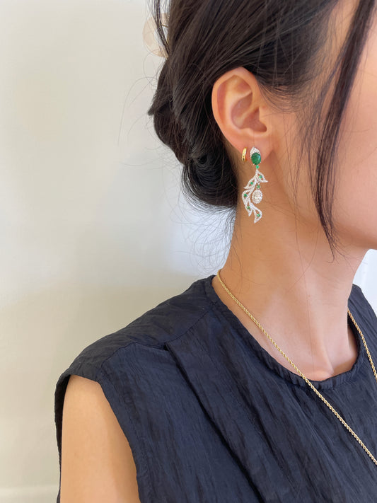 Tsavorite Leaves Chandelier Earrings