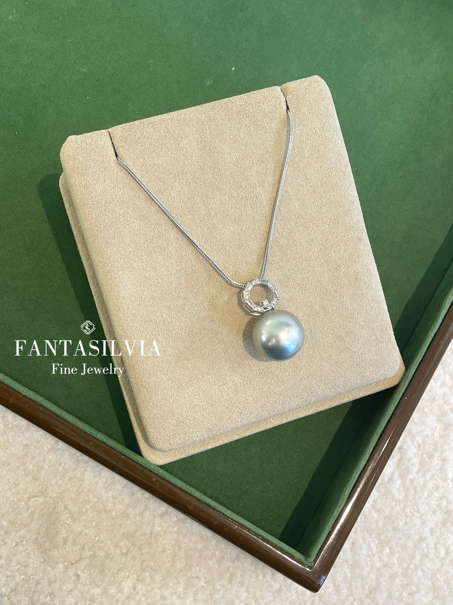 Natural South Sea Pearl & Diamond Circle Pendant