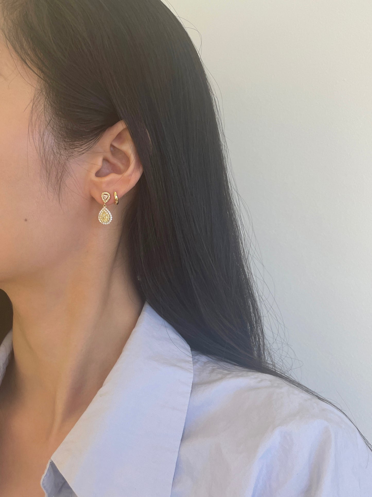 Natural Yellow Diamond Teardrop Earrings