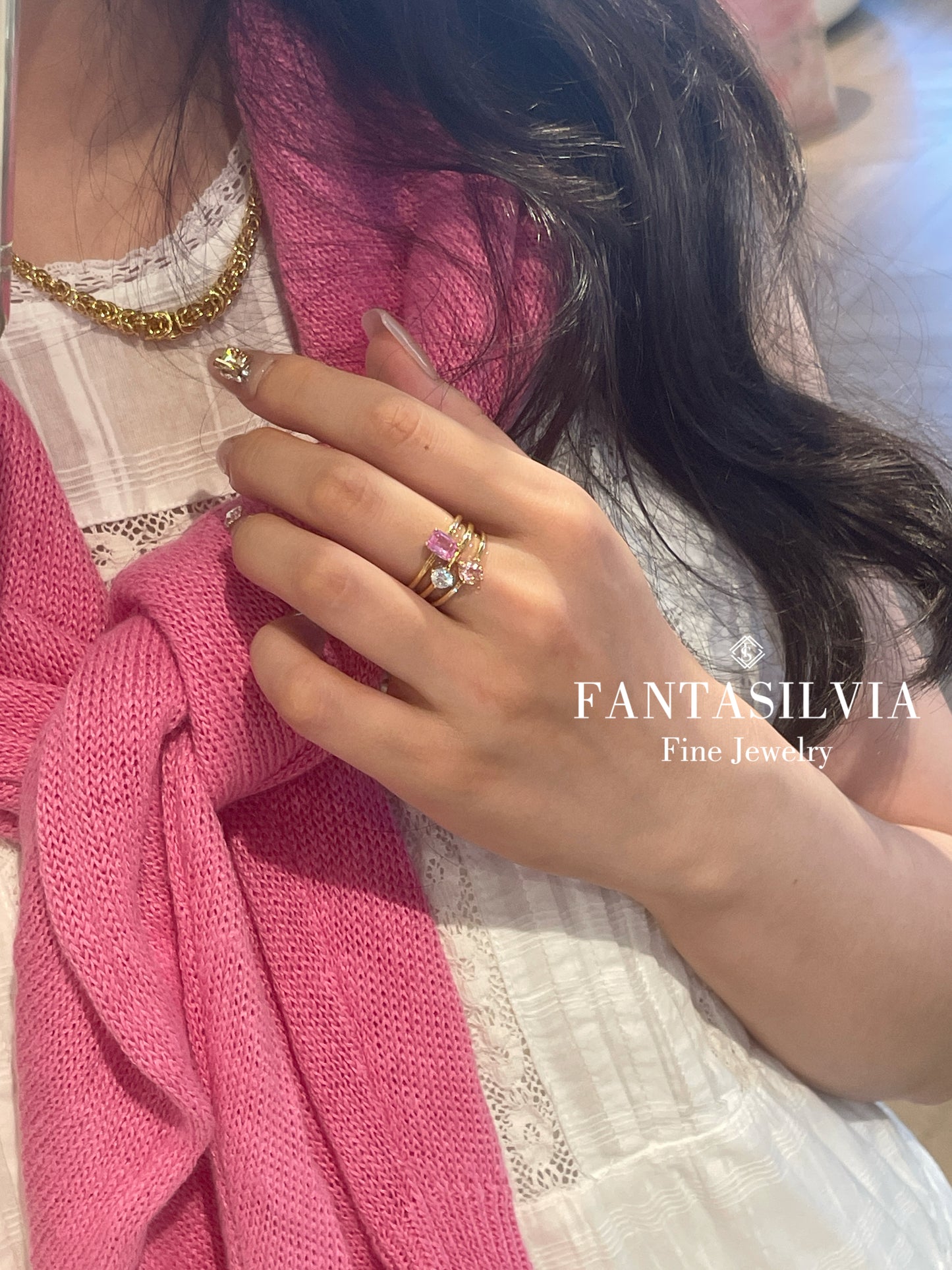 18K Pink Tranquility Triple Band Ring