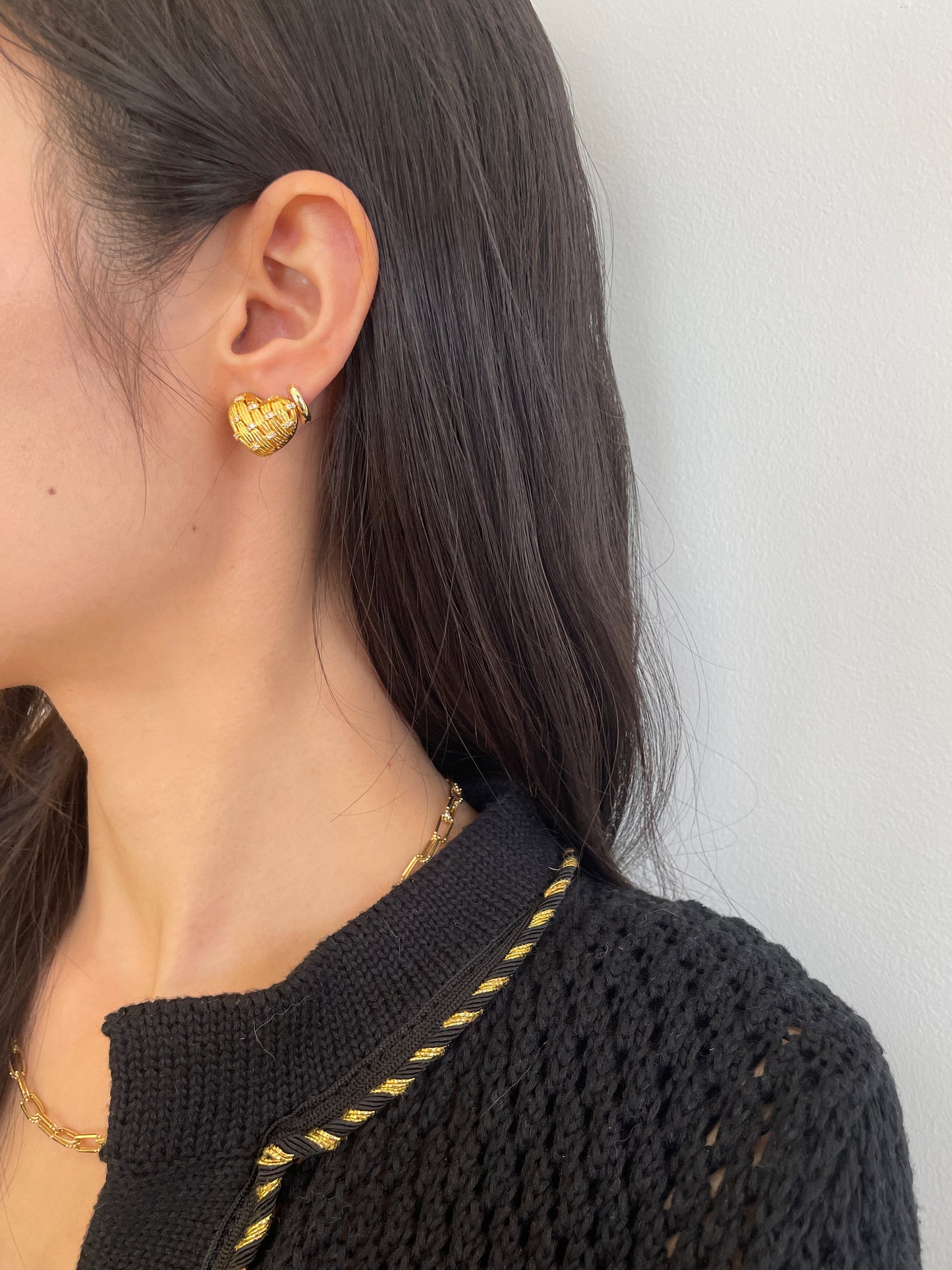 18K Gold Harmony Hearts Stud Earrings