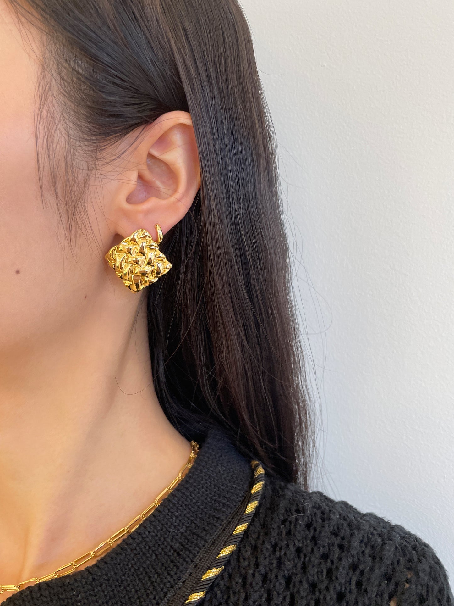 Woven Grid Stud Earrings