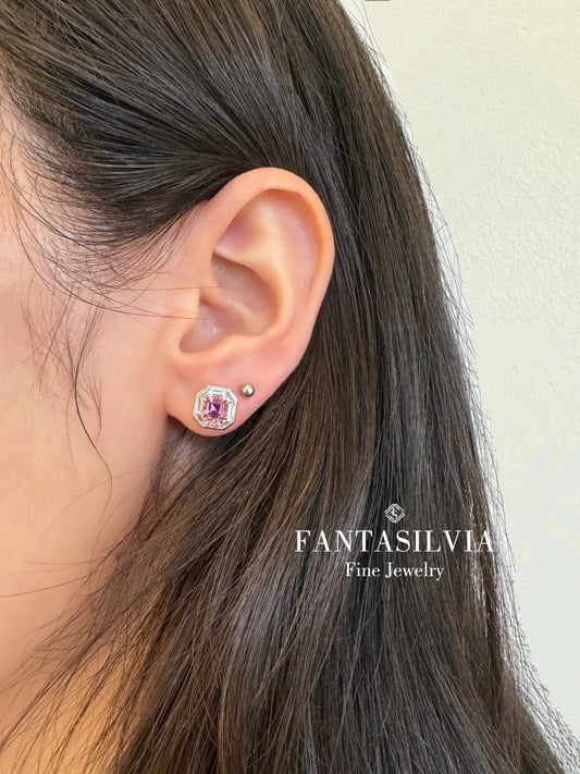 Tourmaline & Diamond Halo Stud Earrings
