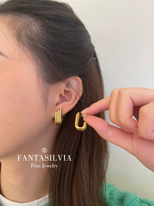 18K Note Stud Earrings