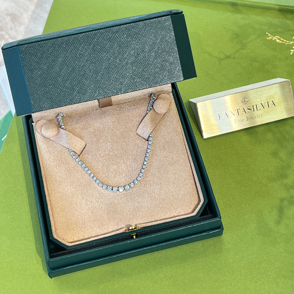 Platinum Diamond Tennis Necklace Fantasilvia Jewelry