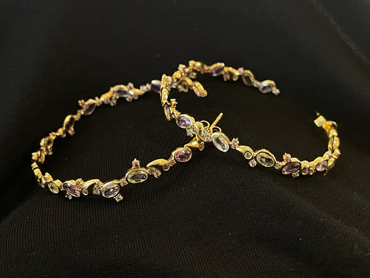 18K Colored Sapphire Wreath Hoop Earrings