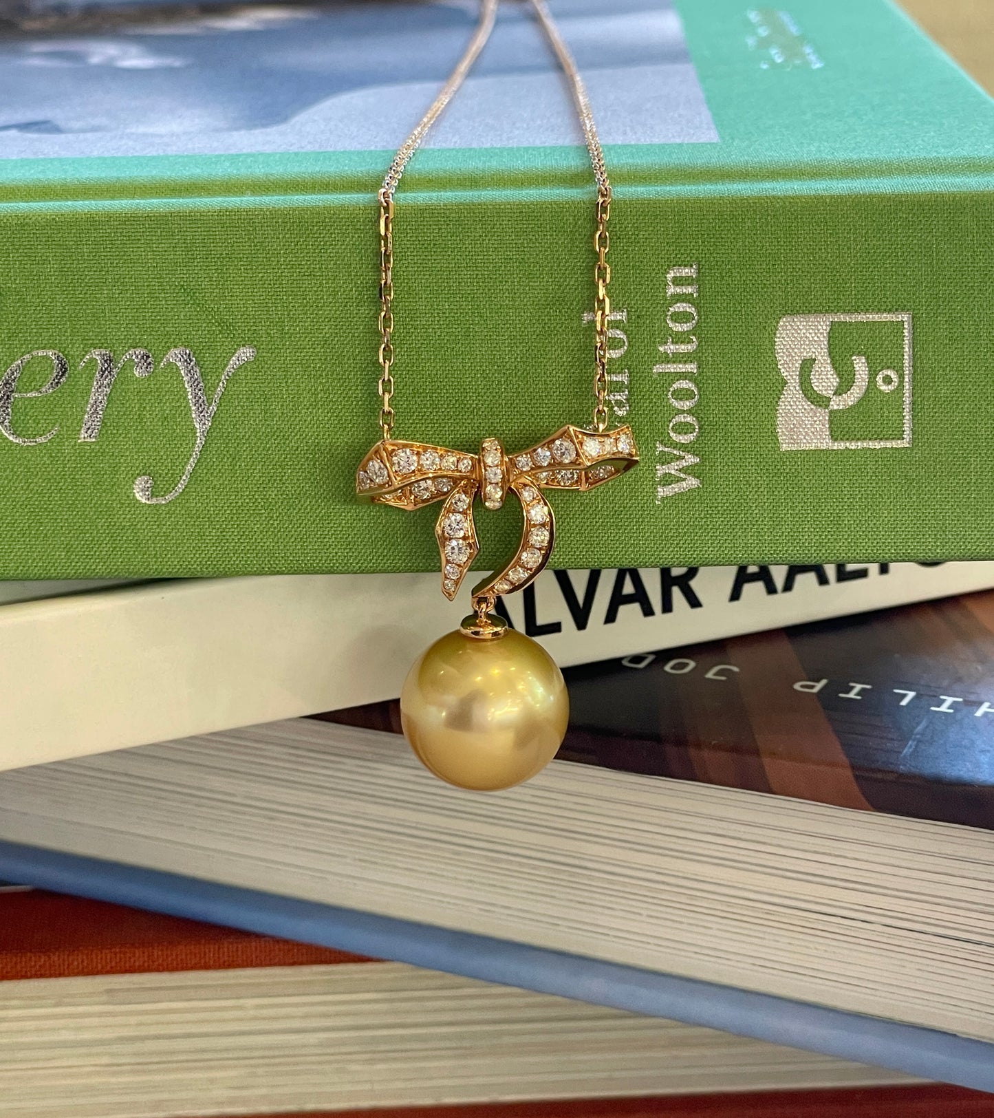 South Sea Golden Pearl Bow Tie Necklace