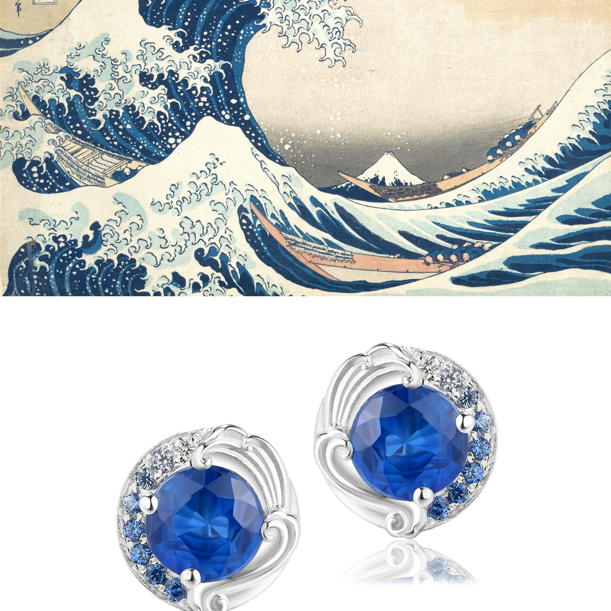 Le Grand Bleu Sapphire Stud Earrings Fantasilvia Jewelry