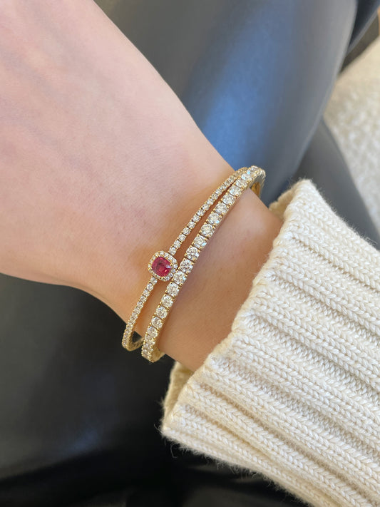 Stretch Spinel & Diamond Bracelet