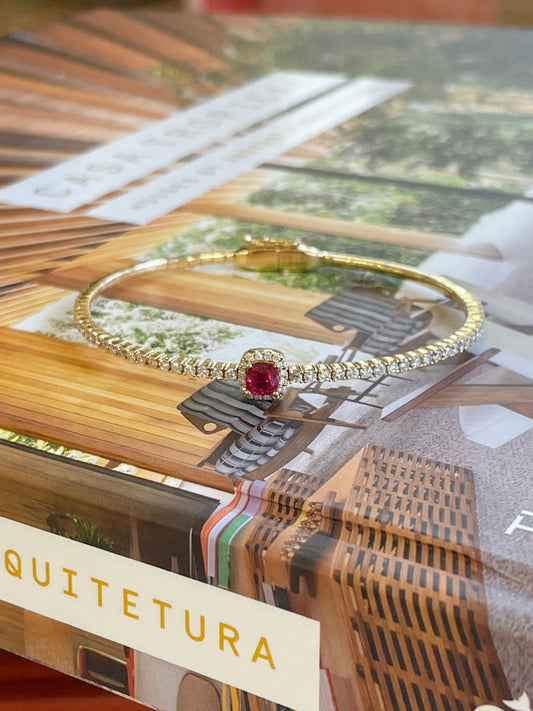 Stretch Spinel & Diamond Bracelet