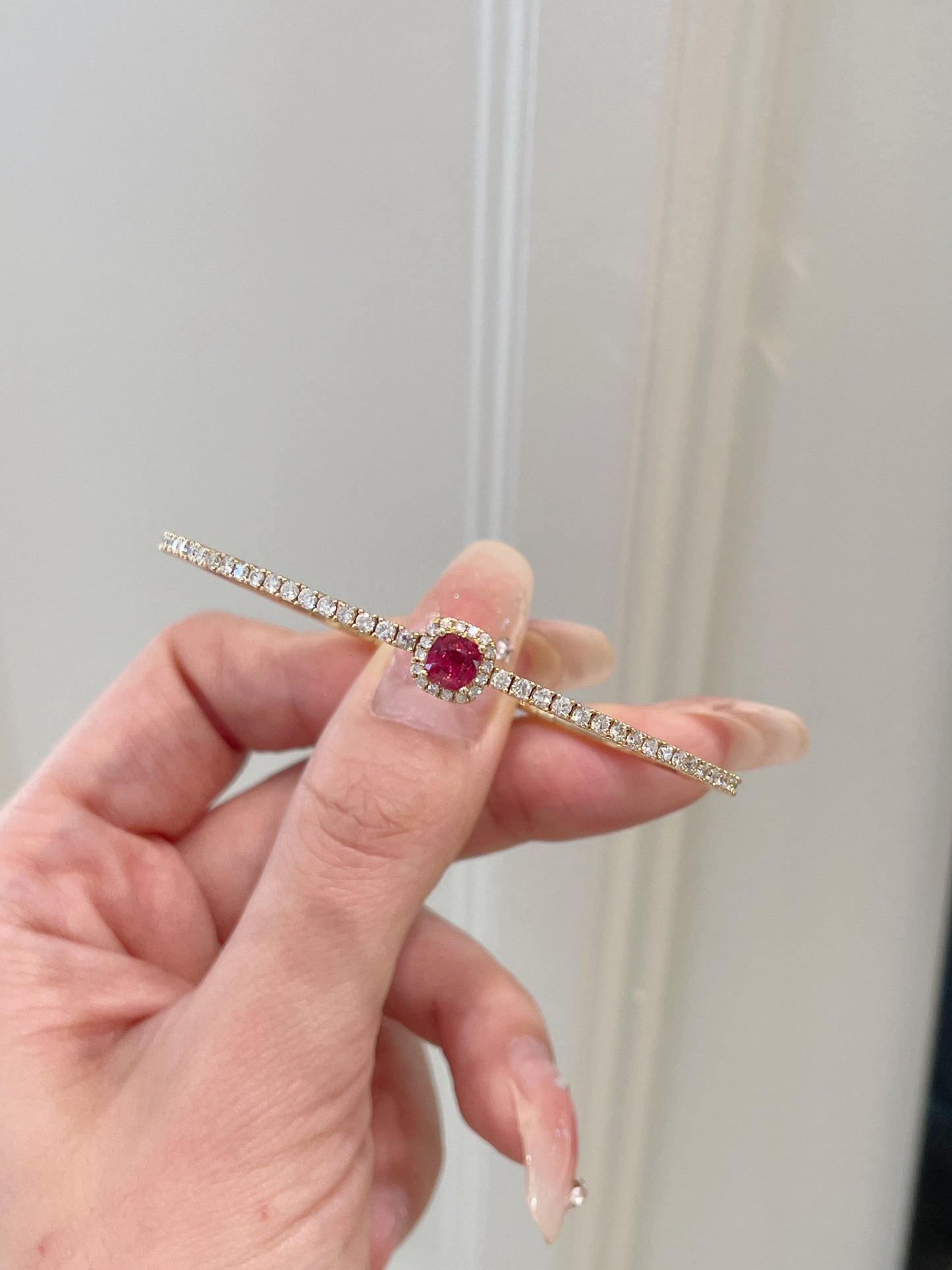 Stretch Spinel & Diamond Bracelet