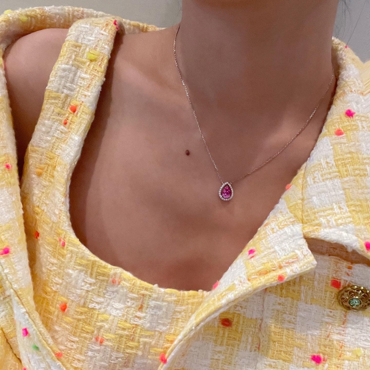 Teardrop Sapphire & Diamond Pendant Fantasilvia Jewelry