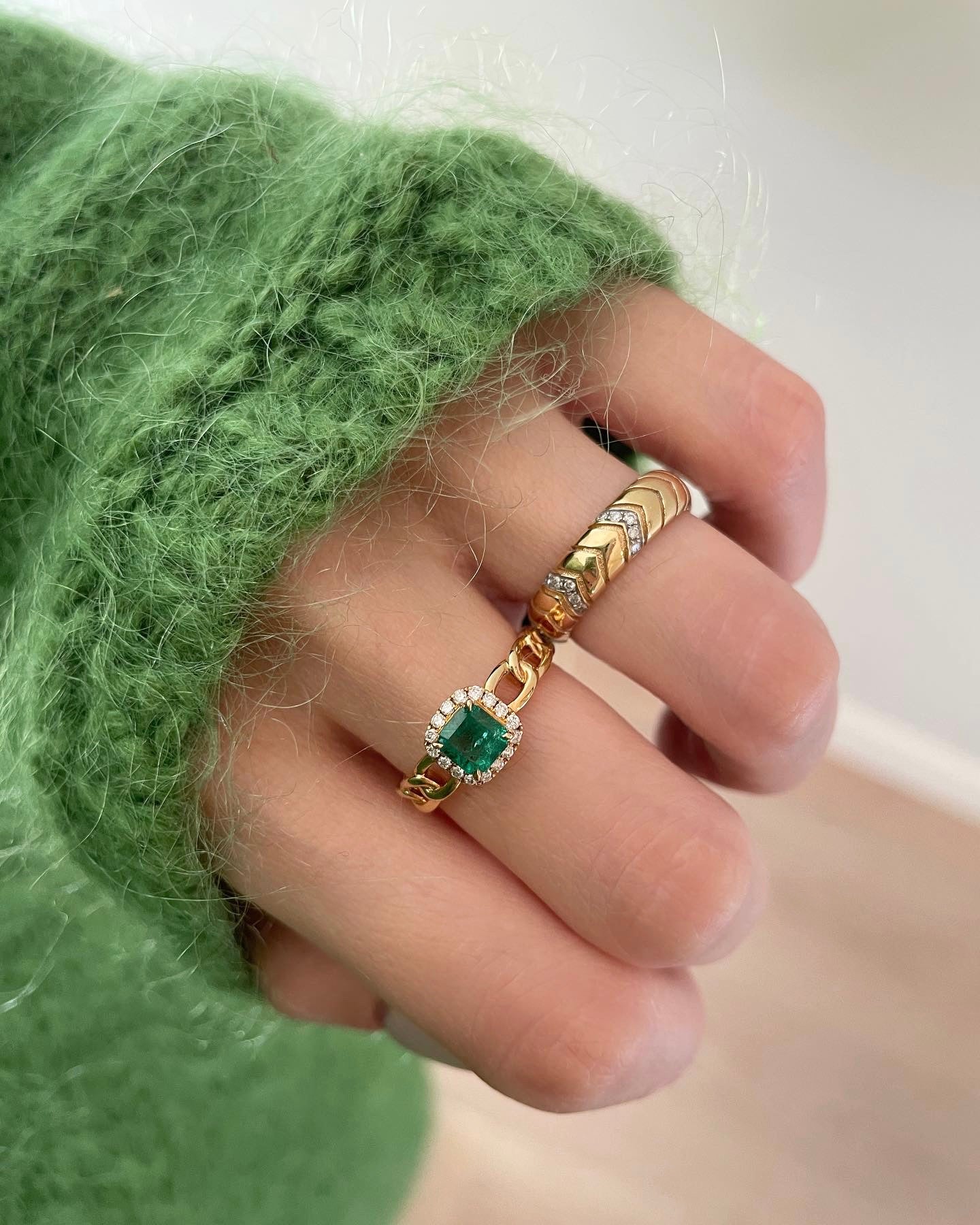 Cuban Link Band-Natural Emerald