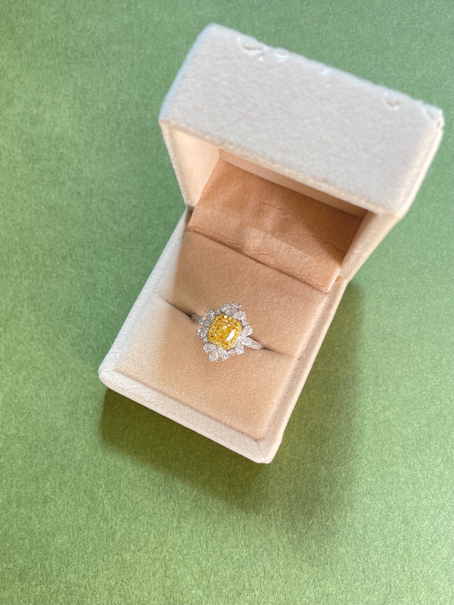 Fancy Yellow Diamond Tulip Halo Ring