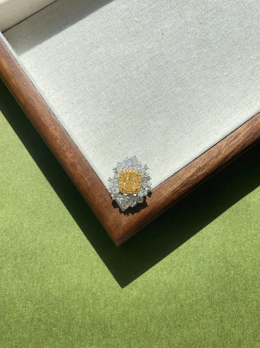 Fancy Yellow Diamond Floral Halo Ring