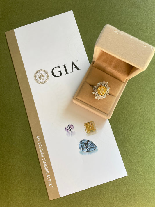 Fancy Yellow Diamond Floral Halo Ring