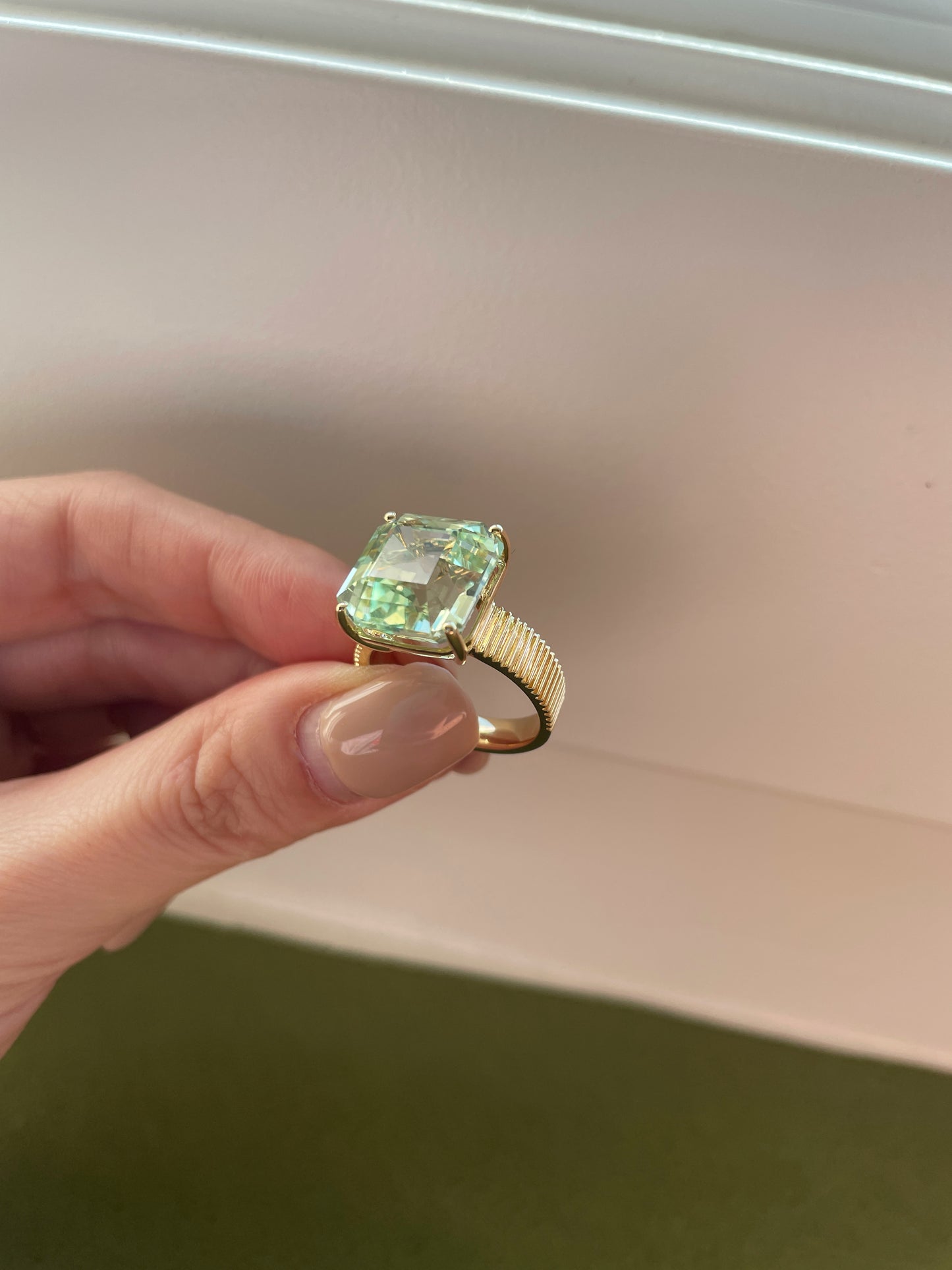 Mint Tourmaline Solitaire Ring