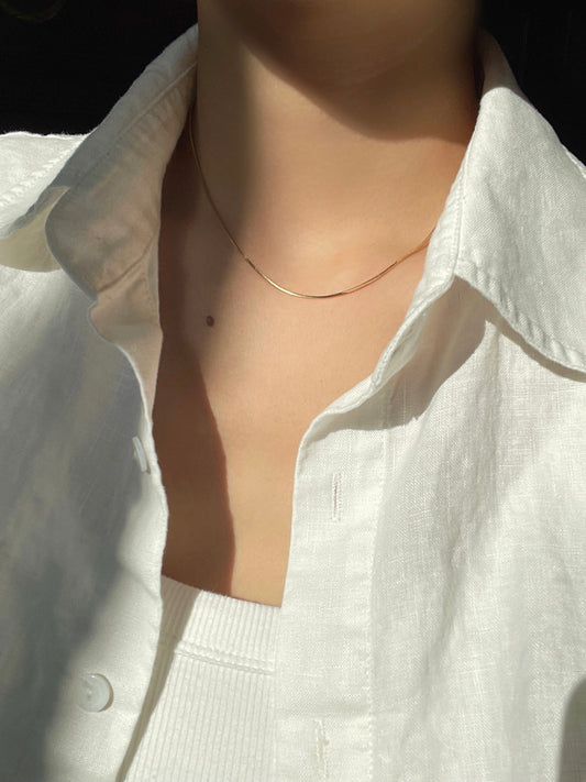 18K Delicate 3D Herringbone Chain