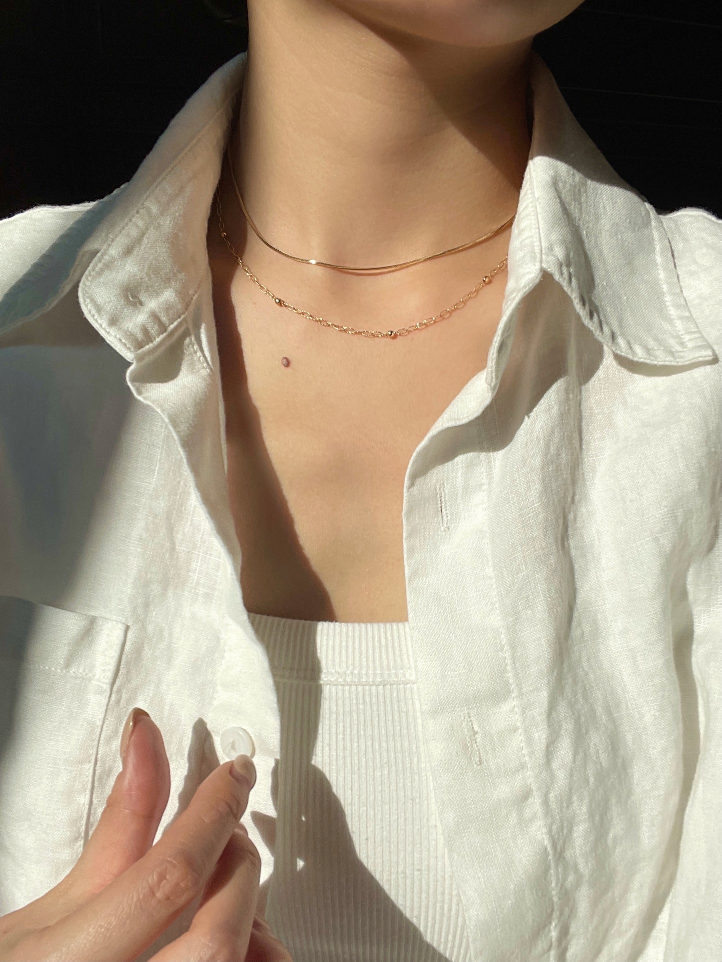 18K Delicate 3D Herringbone Chain