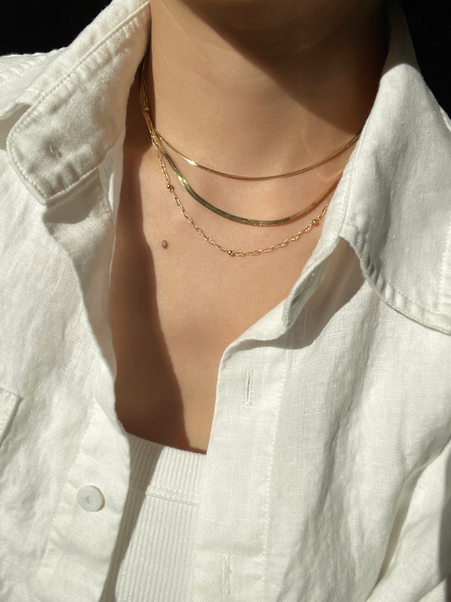 18K Delicate 3D Herringbone Chain