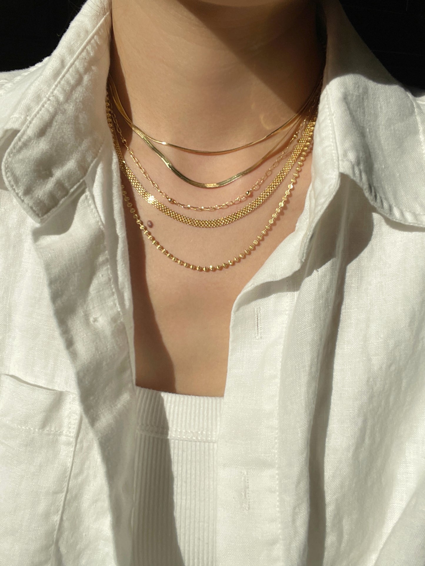 18K Delicate 3D Herringbone Chain