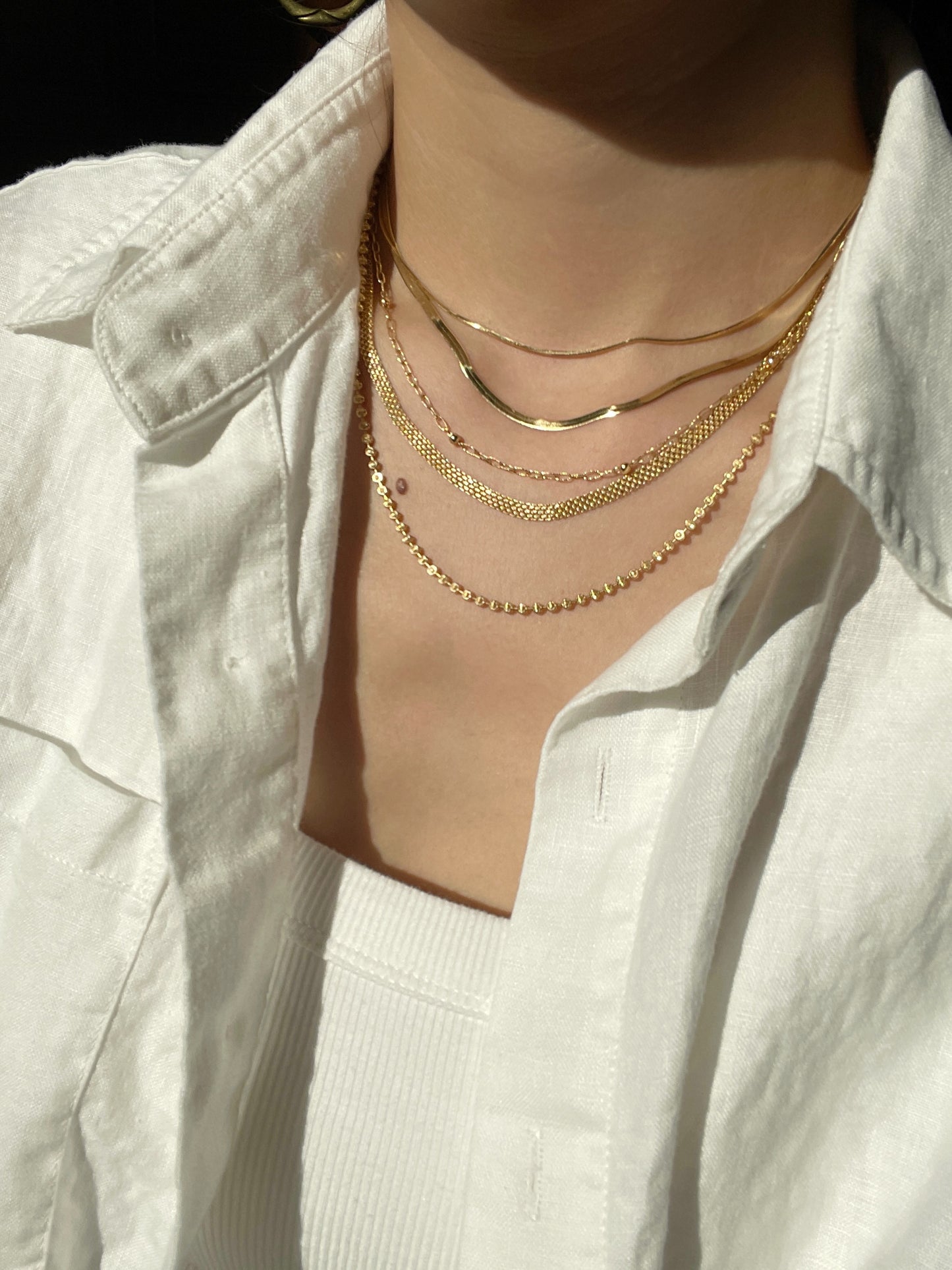 18K Delicate 3D Herringbone Chain