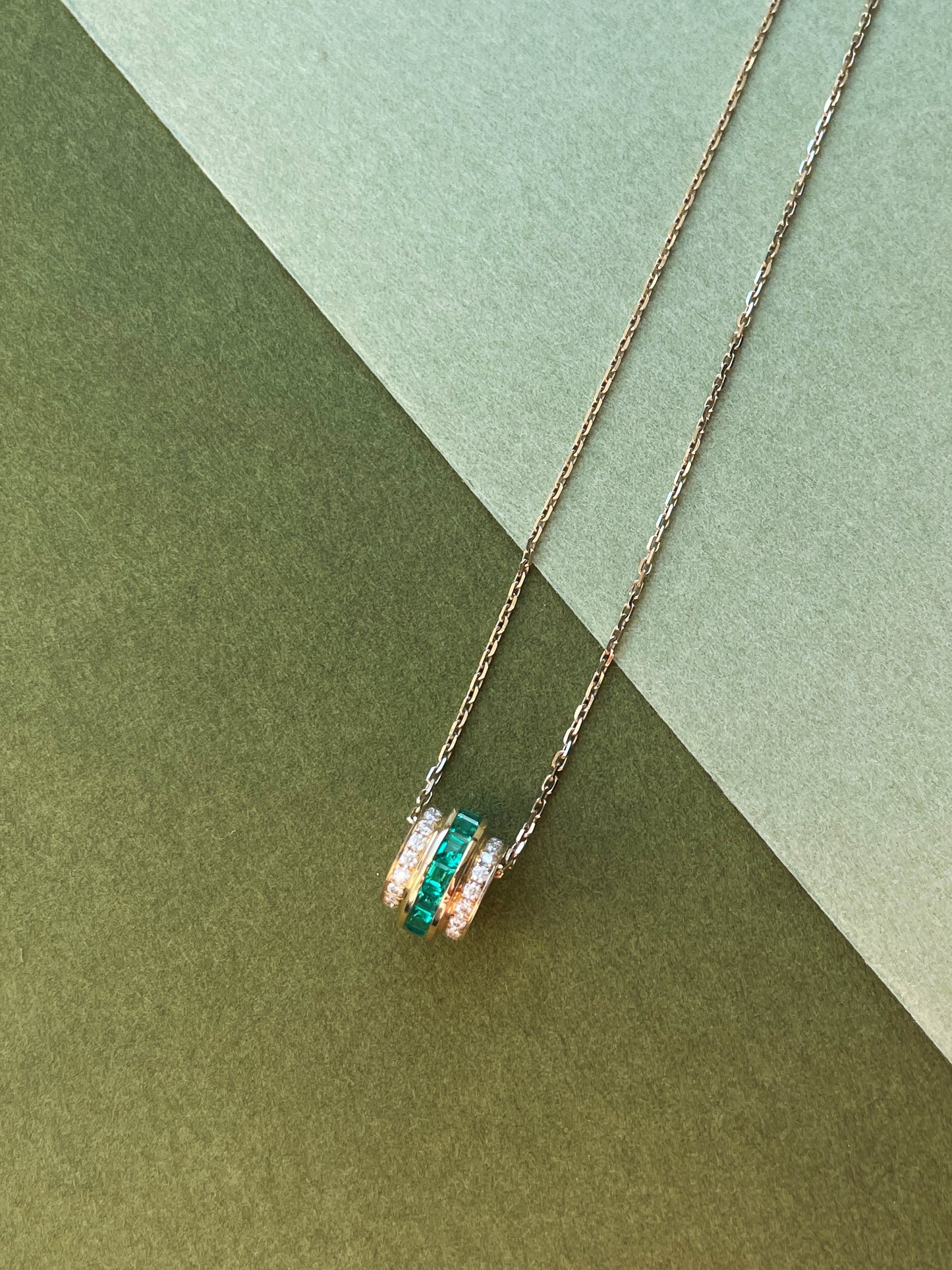 Natural Emerald & Diamond Spiral Pendant