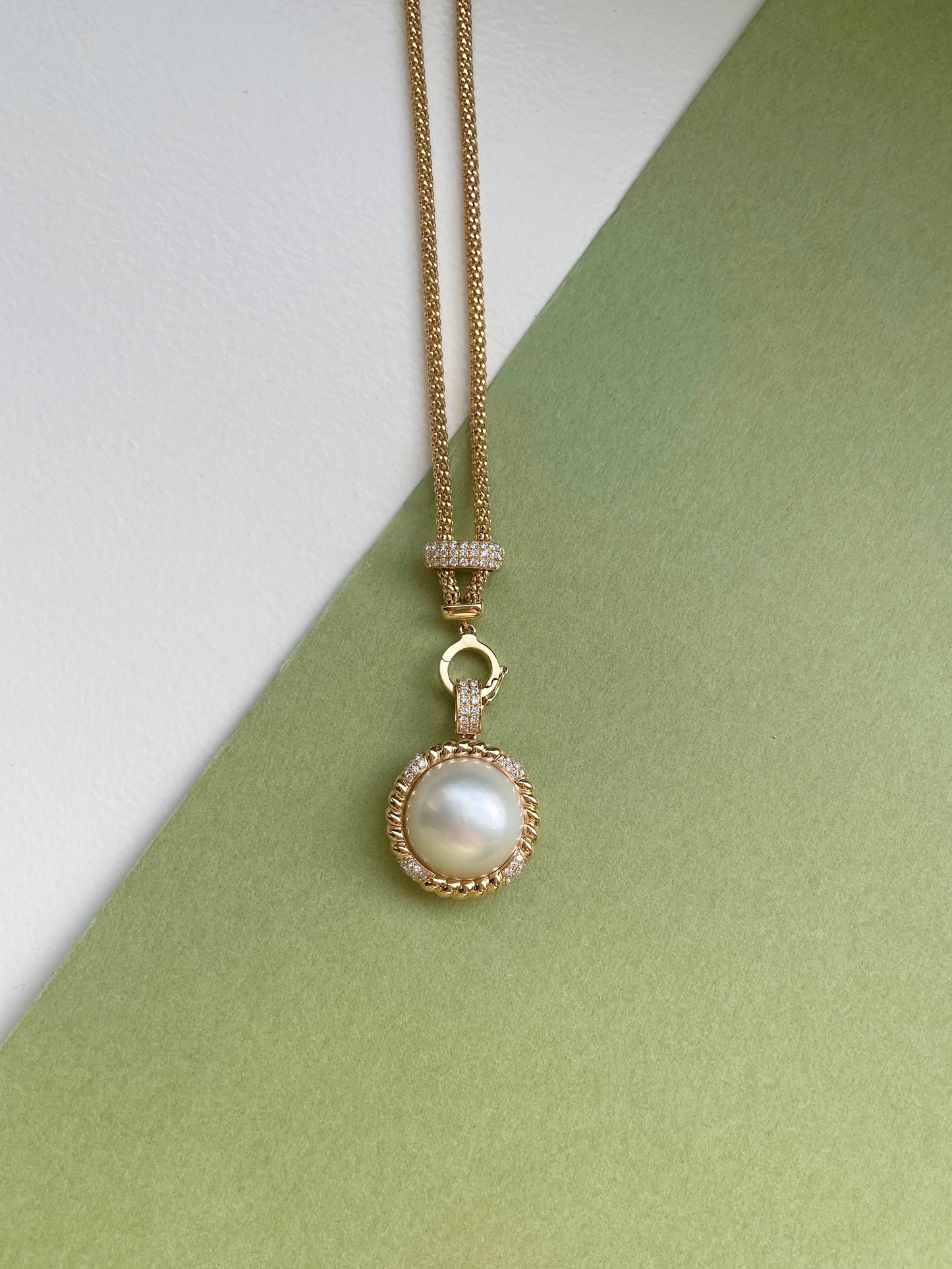 Saltwater Mabe Pearl & Diamond Pendant