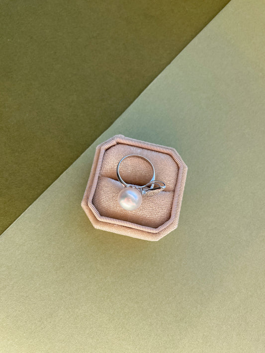 South Sea Pearl Ring With Diamond Angel Wing
