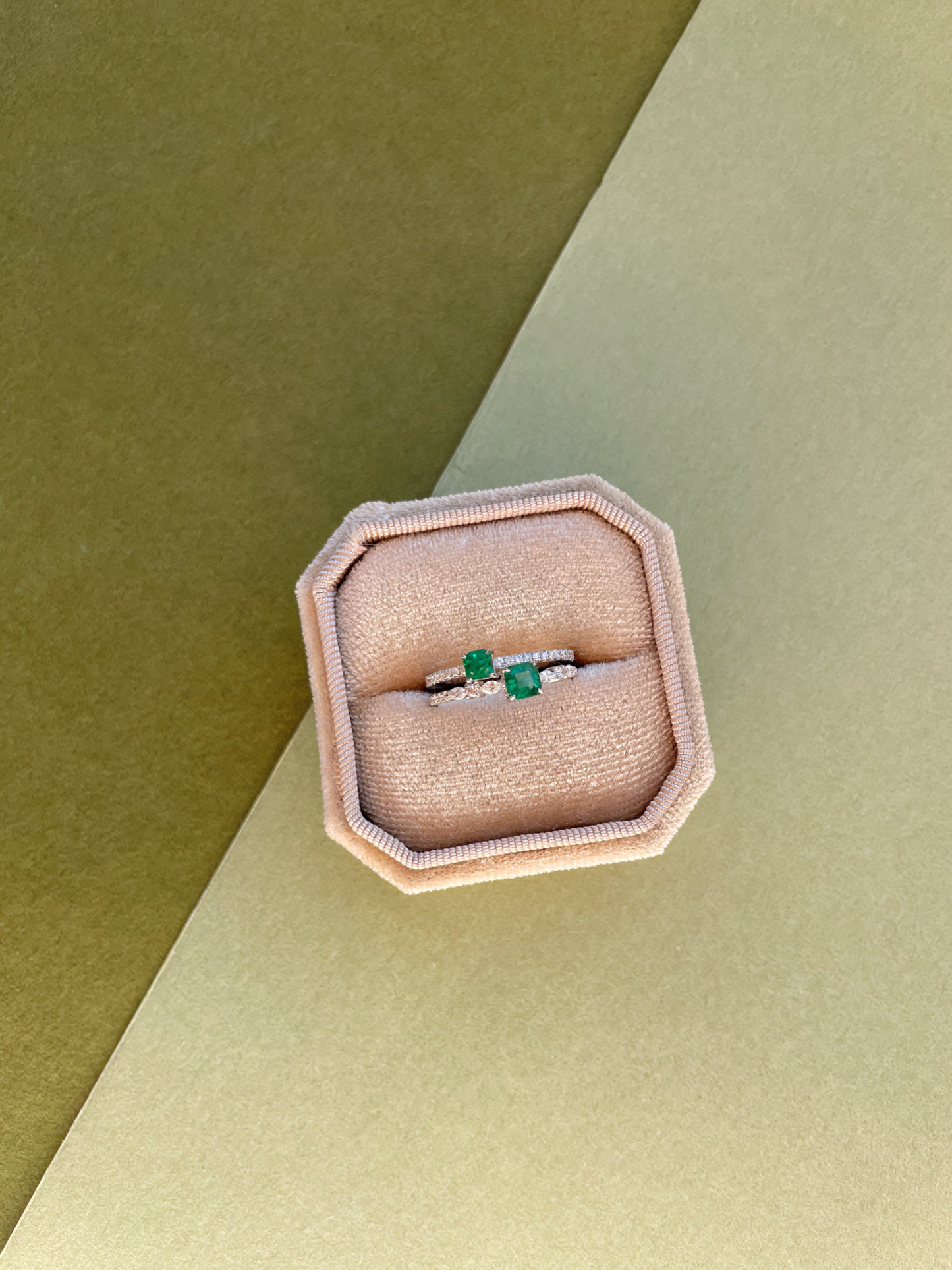 Twin Asscher Emerald Bypass Ring