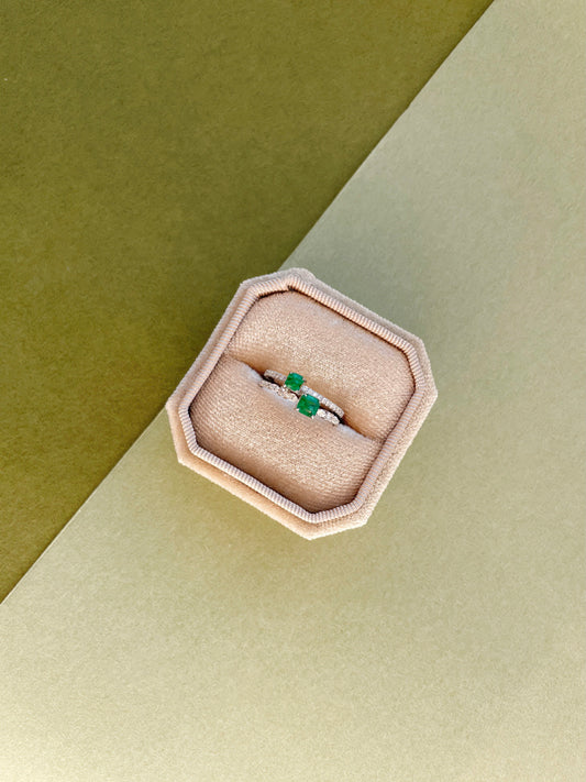 Twin Asscher Emerald Bypass Ring